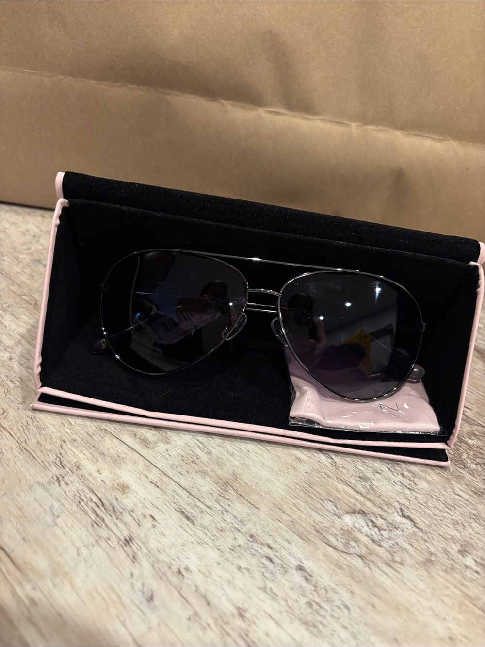 Z Supply Black Aviator Sunglasses with Pink Case